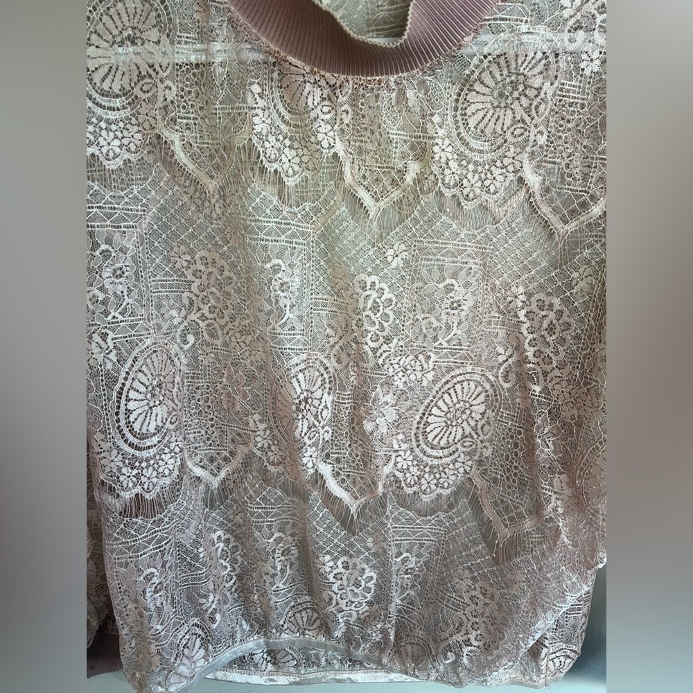 Elegant Vintage Pink Lace Top Elegant Womens - Picture 5 of 9